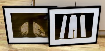 Marcus Davies (Contemporary), pair of gelatin prints, Canary Wharf, London 2001 and Nelson's Column,