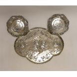 A late Victorian repousse silver dressing table tray with Reynold's Angels decoration, William