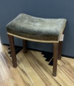 A George VI limed oak Coronation stool, width 46cm, depth 31cm, height 48cm