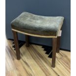 A George VI limed oak Coronation stool, width 46cm, depth 31cm, height 48cm