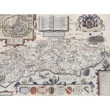 John Norden (1546-1625), hand coloured map of Sussex, sold by John Sudbury and George Humble, text