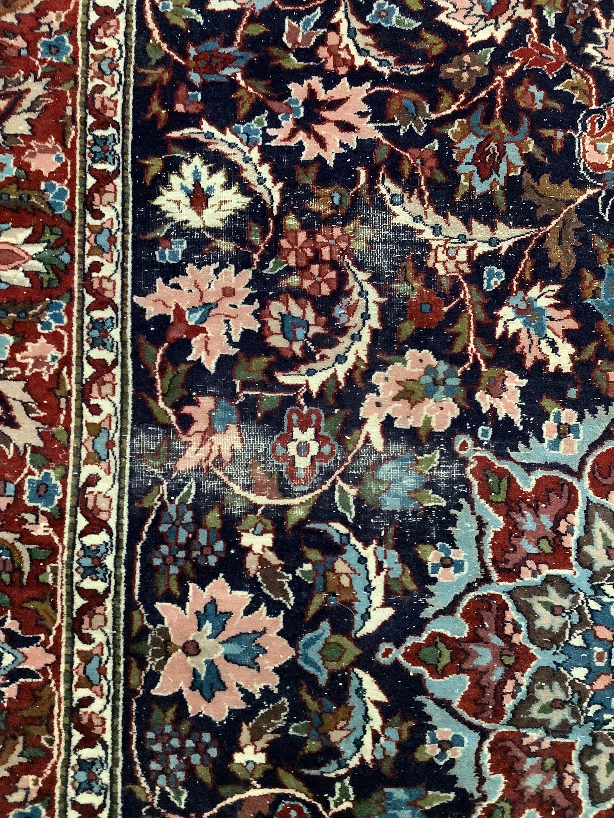 Two Tabriz blue ground rugs, larger 190 x 124cm - Image 2 of 4