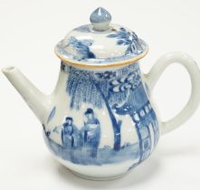 A Chinese blue and white teapot and cover, Kangxi Period, 13cm high