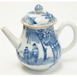 A Chinese blue and white teapot and cover, Kangxi Period, 13cm high
