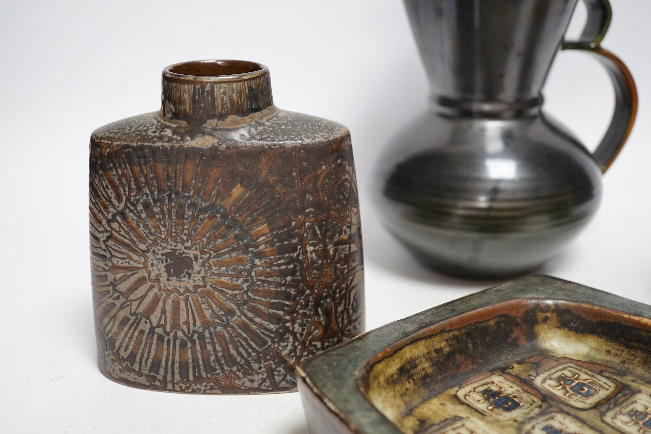 Danish ceramics, including a Royal Copenhagen rectangular shallow dish, a Royal Copenhagen vase, a - Image 3 of 9