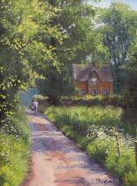 Stephen Hawkins (b.1964), oil on canvas, ‘Lane at Twineham’, signed, The Ashdown Gallery label