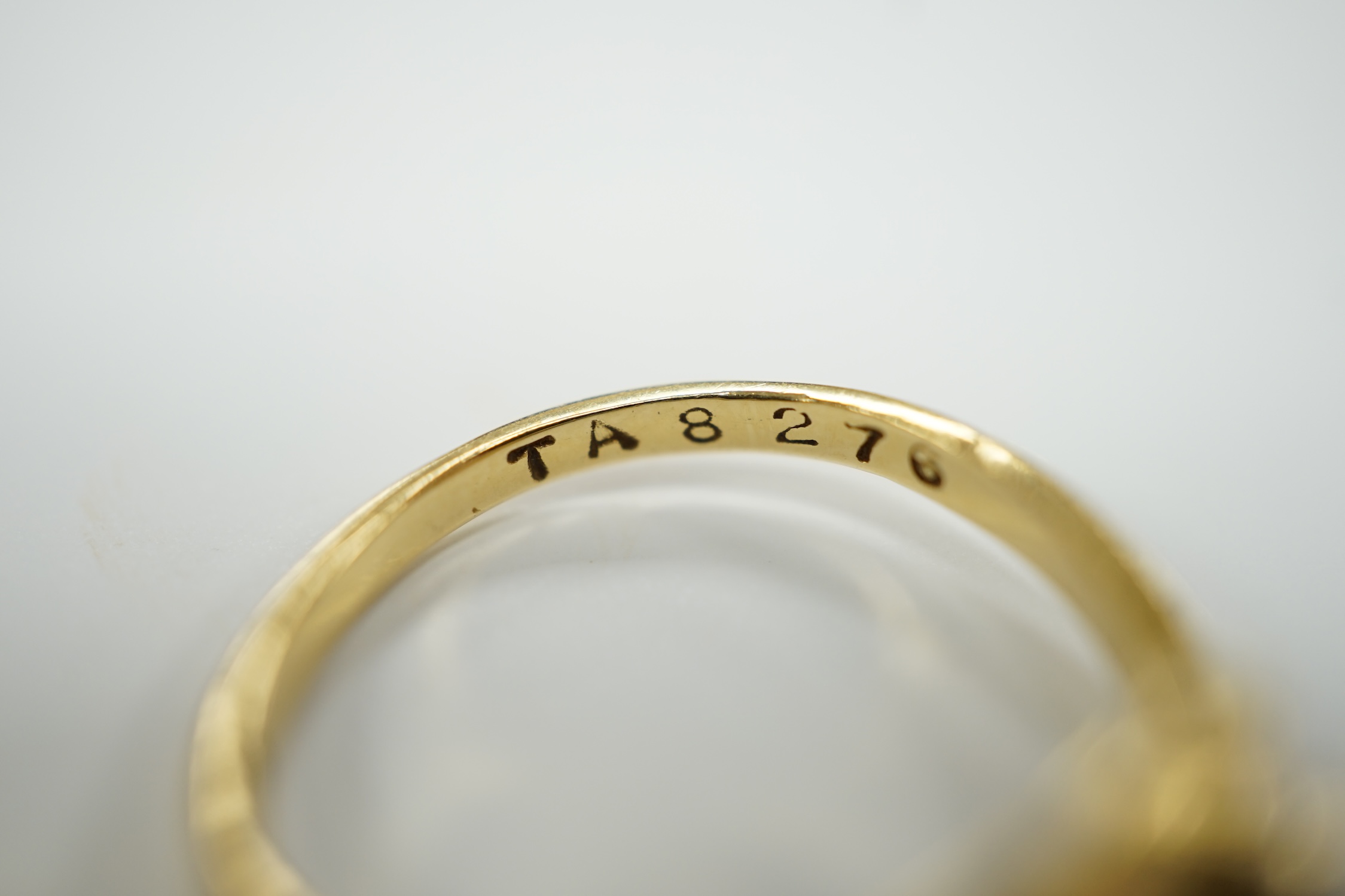 A modern 18ct gold and graduated seven stone diamond set half hoop ring, size O and a similar - Image 10 of 10