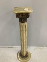 An Edwardian gilt metal mounted green onyx Corinthian column, height 95cm