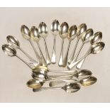 Eleven Gorge V silver Old English pattern dessert spoons, Goldsmiths & Silversmiths Co Ltd,