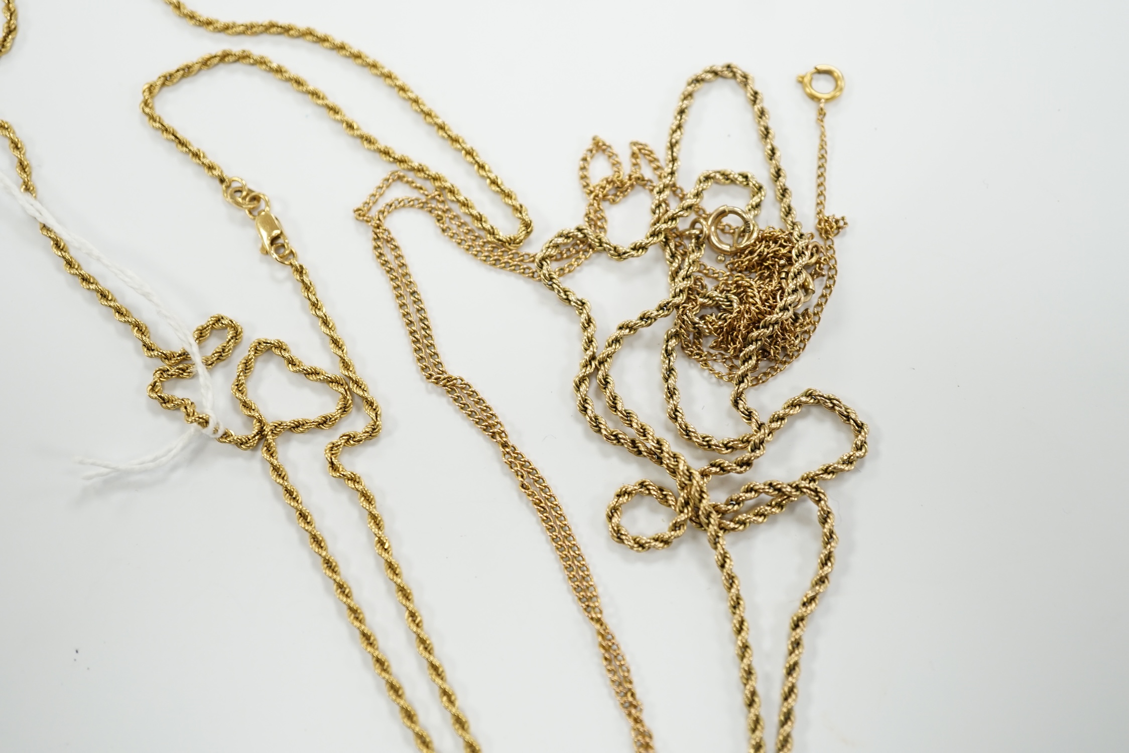 An 18ct gold ingot pendant on an 18k chain, 26.7 grams and two 9ct chains, one with cultured pearl - Image 7 of 7