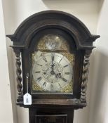 An early 20th century oak grandmother clock, arched dial marked W. Box, Gloucester, height 172cm