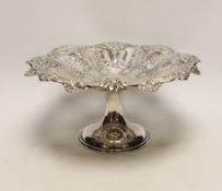 An Edwardian pieced silver pierced pedestal bowl, with wavy border, by S. Glass, Birmingham, 1902,