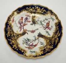 A Chelsea gold anchor ‘fantastic birds’ plate, c.1760-65, 21cm diameter, ex Godden collection