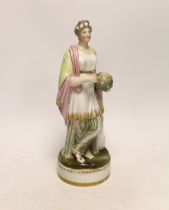 An early 19th century Paris porcelain figure impressed 'Uranie', 28cm high