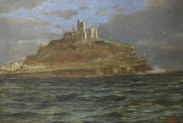 Early 20th century, oil on board, St Michael's Mount, indistinctly signed lower right, 24 x 34cm,