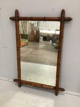 A late 19th / early 20th century French simulated bamboo rectangular wall mirror, width 90cm, height