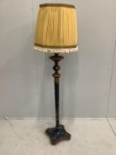 An early 20th century chinoiserie lacquer lamp standard, height including shade 173cm
