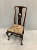 A Queen Anne style walnut child's chair, width 35cm, depth 36cm, height 66cm
