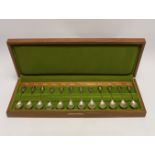 A modern cased set of twelve parcel gilt silver 'Royal Horticultural Society Flower Spoons' by
