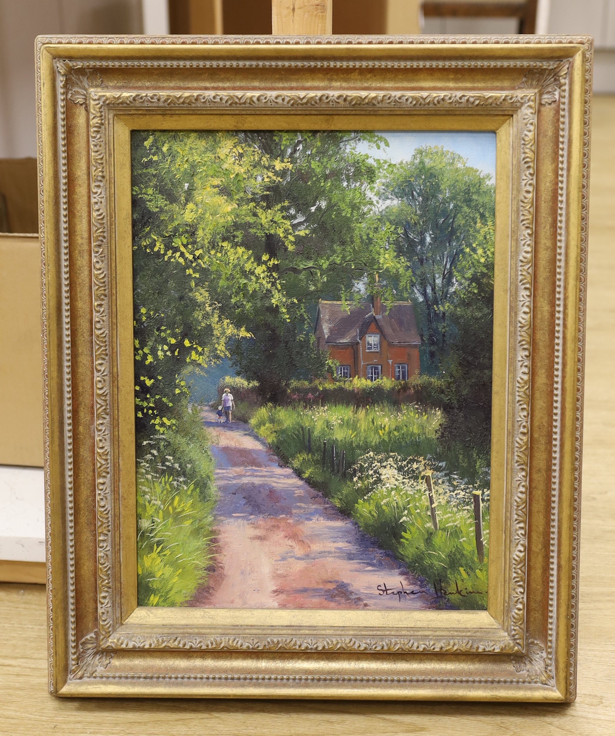 Stephen Hawkins (b.1964), oil on canvas, ‘Lane at Twineham’, signed, The Ashdown Gallery label - Image 2 of 4