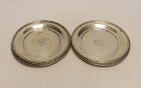 A set of six American sterling dishes, by R. Wallace & Sons, with engraved monogram and beaded