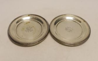 A set of six American sterling dishes, by R. Wallace & Sons, with engraved monogram and beaded