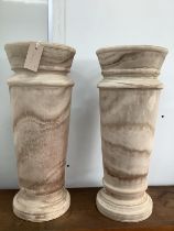 A pair of turned wood vases, height 53cm