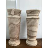 A pair of turned wood vases, height 53cm
