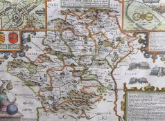 John Speed (1552-1629) hand coloured map of Hertfordshire, sold by John Sudbury and George Humble,