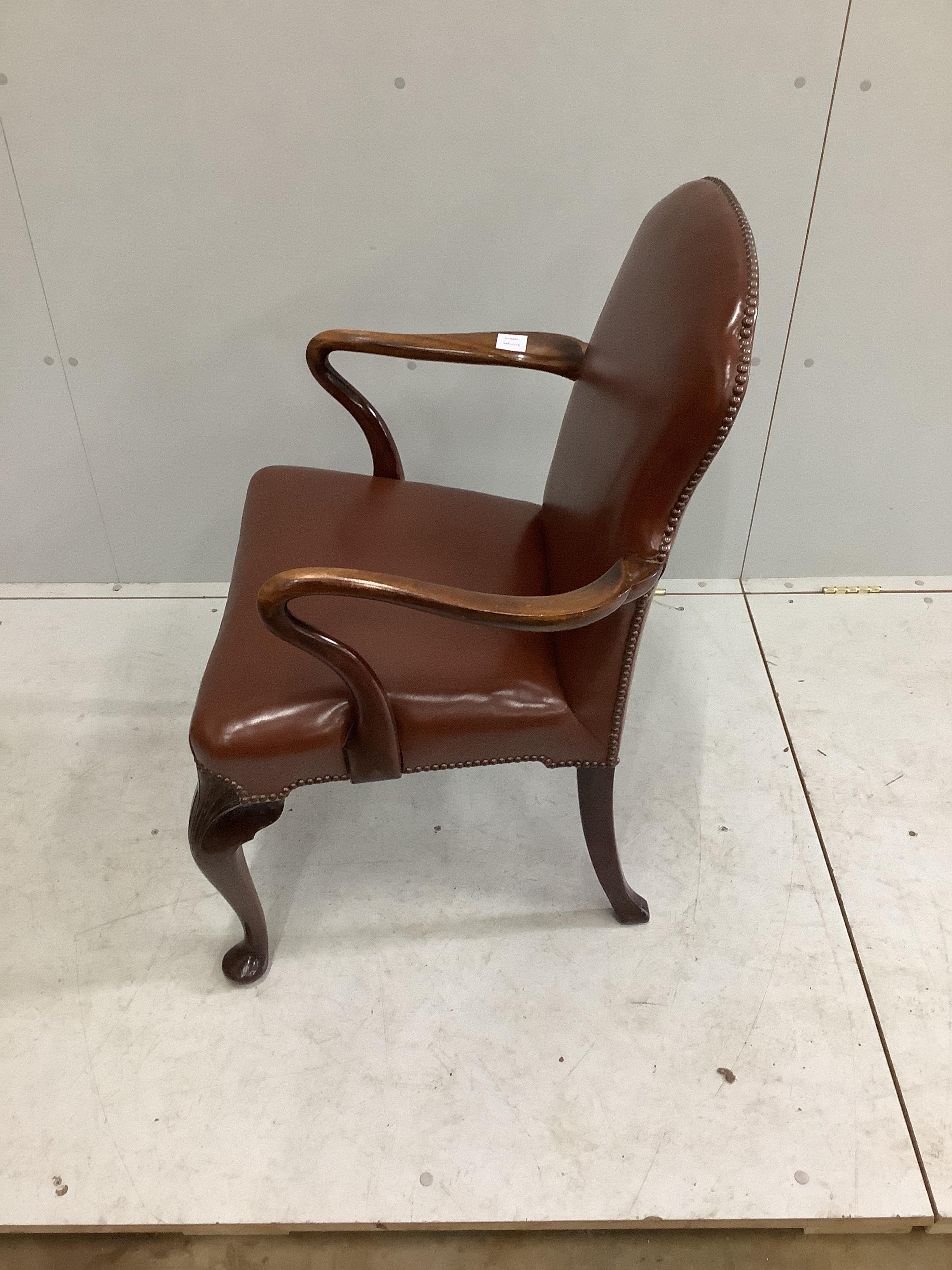 A George II style mahogany elbow chair, width 62cm, depth 50cm, height 94cm - Image 2 of 2