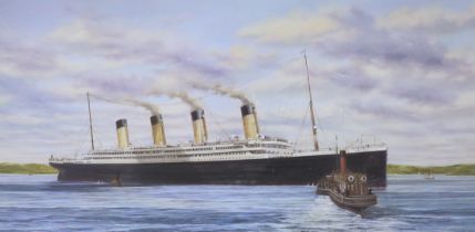 Simon Fisher, colour print, 'The Titanic at Queenstown', signed in pencil by the artist and two