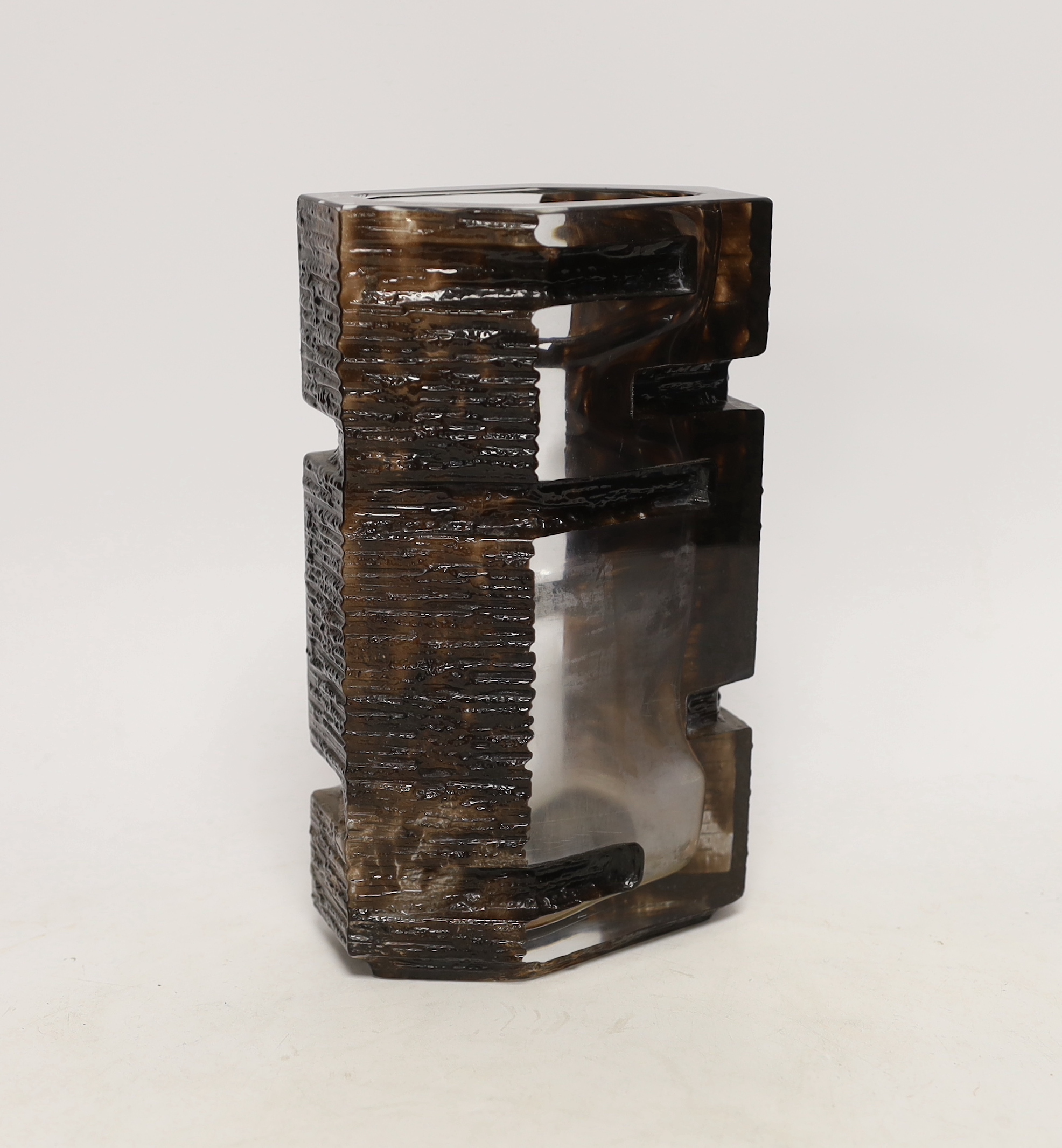 A brutalist style Daum glass vase by Cesar Baldaccini, with etched signature, Daum France, 22cm - Bild 2 aus 6