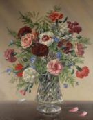 Albert Williams (1922-2010), oil on board, Still life of flowers in a vase, signed, 49 x 39cm