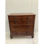 A Victorian mahogany chest of five drawers, width 114cm, depth 56cm, height 113cm