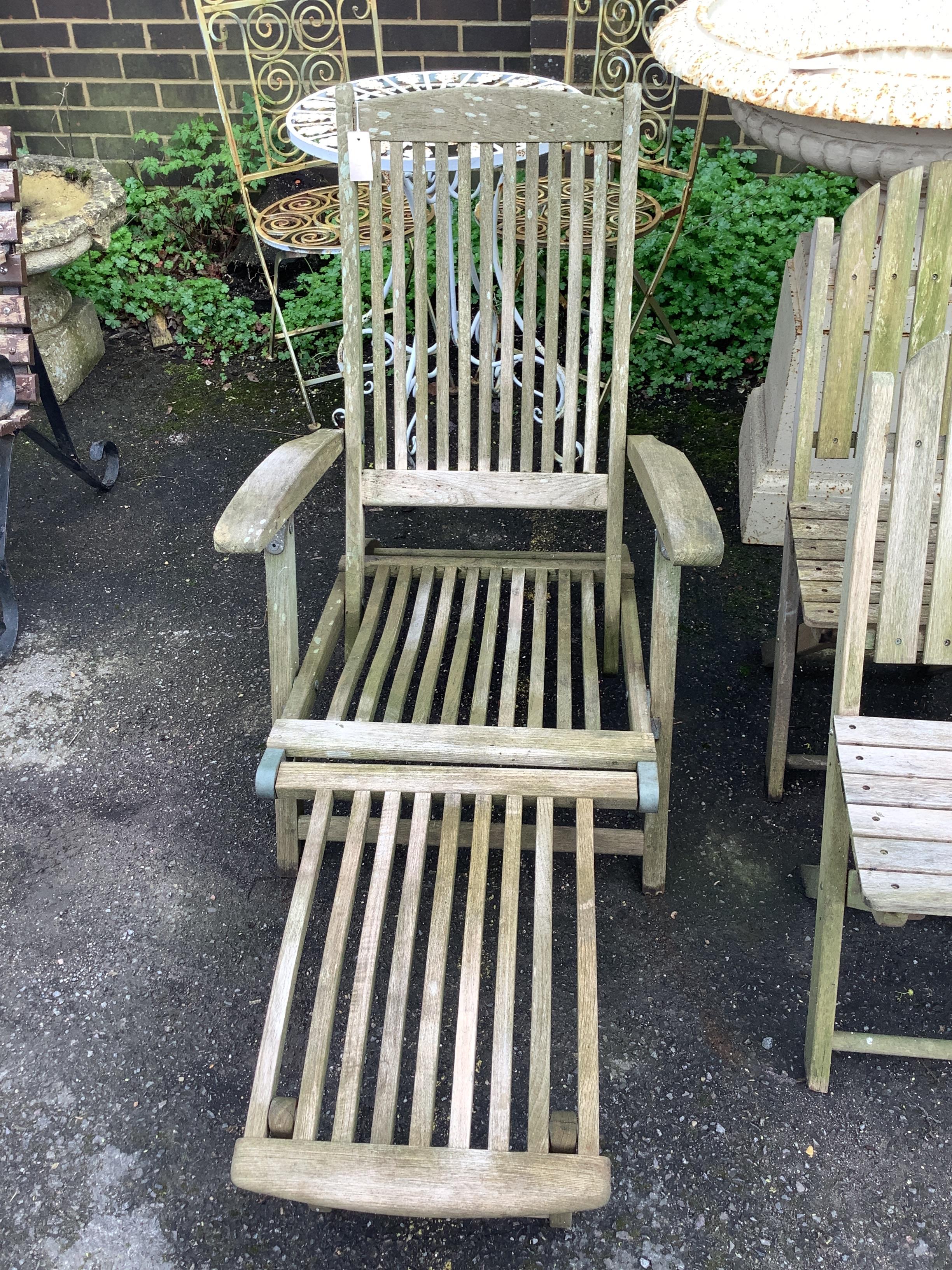 A set of four Alexander Rose teak folding garden elbow chairs, an Alexander Rose teak steamer - Image 2 of 3