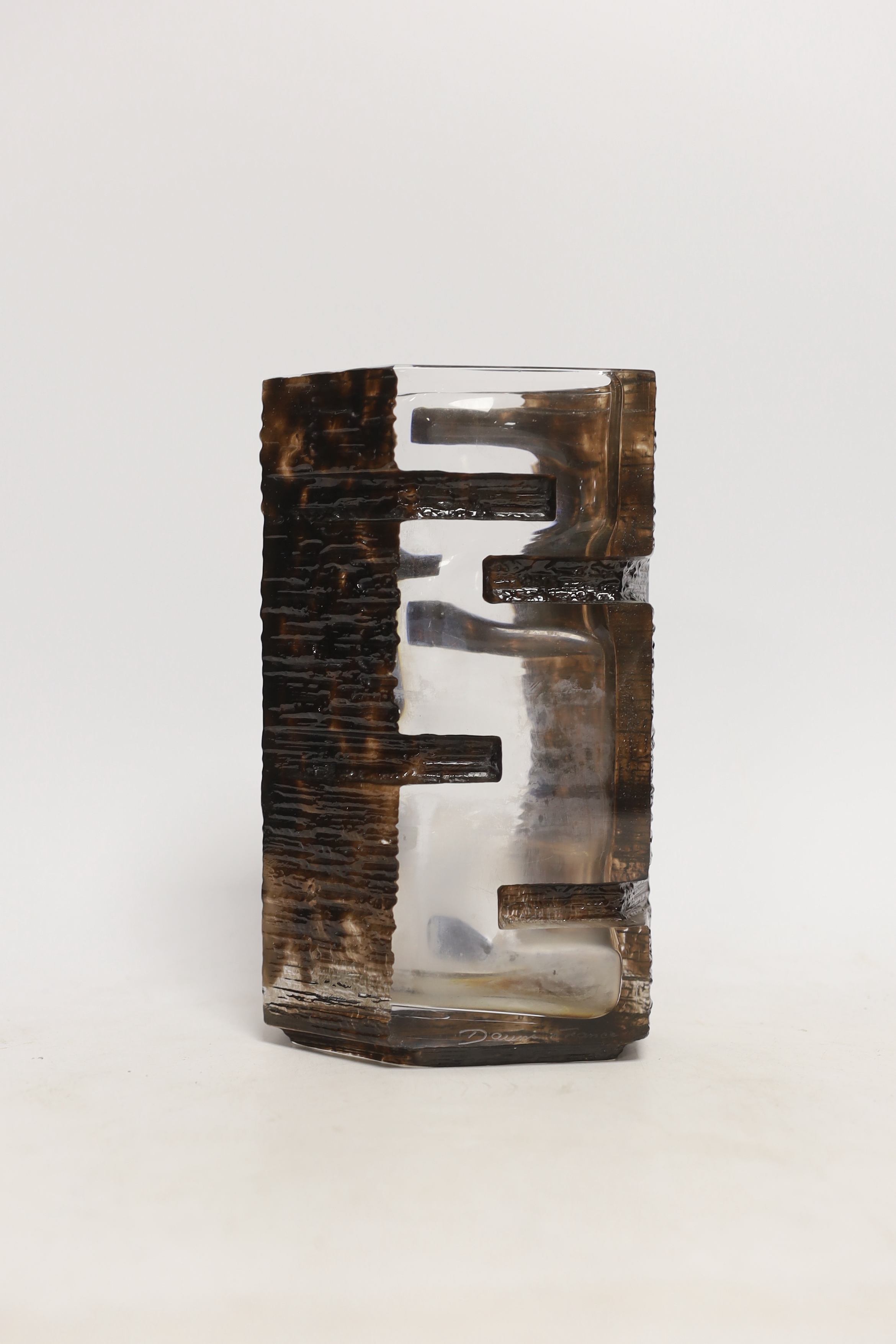 A brutalist style Daum glass vase by Cesar Baldaccini, with etched signature, Daum France, 22cm - Bild 3 aus 6