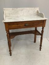 An early 20th century French marble top washstand, width 80cm, depth 40cm, height 95cm