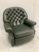 A Pegasus Furniture “Julianna” buttoned green leather club armchair, width 85cm, depth 70cm,