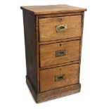 A Victorian mahogany three drawer bedside chest, adapted, width 42cm, depth 35cm, height 74cm