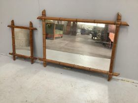 Two early 20th century French rectangular faux bamboo wall mirrors, larger 94cm, height 67cm