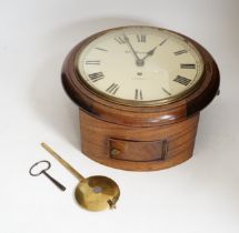 A Victorian and later mahogany fusee dial clock, 30cm diameter