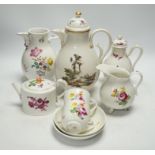 A 19th century Vienna part teaset (6) and three other items, largest 26cm high