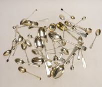 A quantity of assorted mainly silver flatware including teaspoons, table spoons, condiment spoons