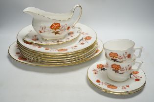 A Royal Crown Derby ‘Bali’ pattern part dinner and coffee service for six setting