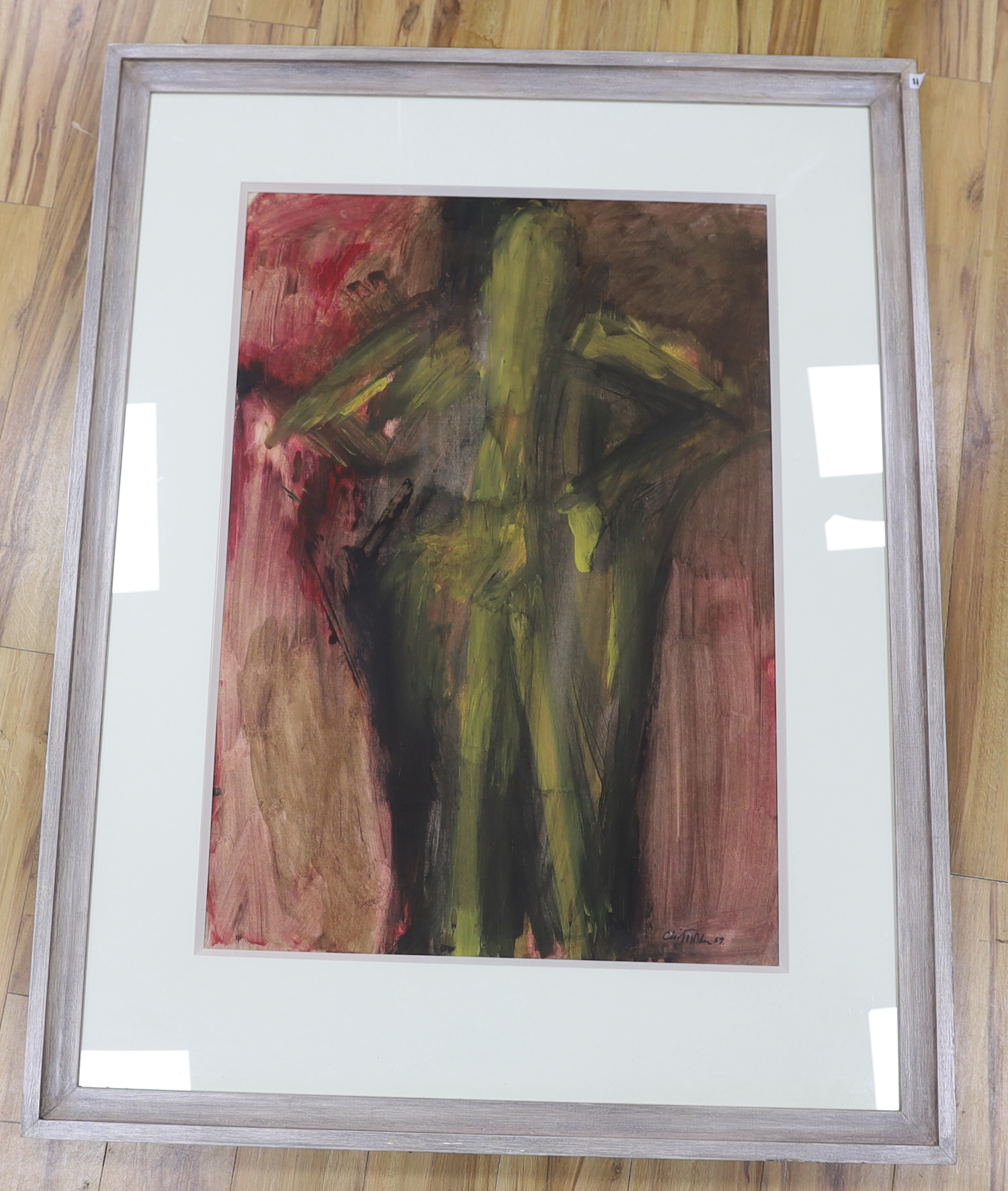 Cliff Holden (1919-2020), gouache on paper, Standing female nude, signed and dated ‘59, 110 x - Image 2 of 3