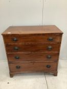 A George III mahogany chest of four long drawers, width 92cm, depth 52cm, height 89cm