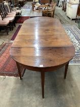 A George III mahogany D end extending dining table, width 260cm, depth 107cm, height 73cm