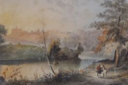 Anthony Vandyke Copley Fielding POWS (1787-1855), watercolour, Warkworth Castle, signed and dated