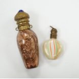 Two Venetian glass scent bottles, one with gilt metal mounts largest 7.5cm high