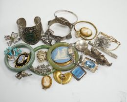 A collection of white metal and mixed costume jewellery, including bracelets, necklaces, bangles etc